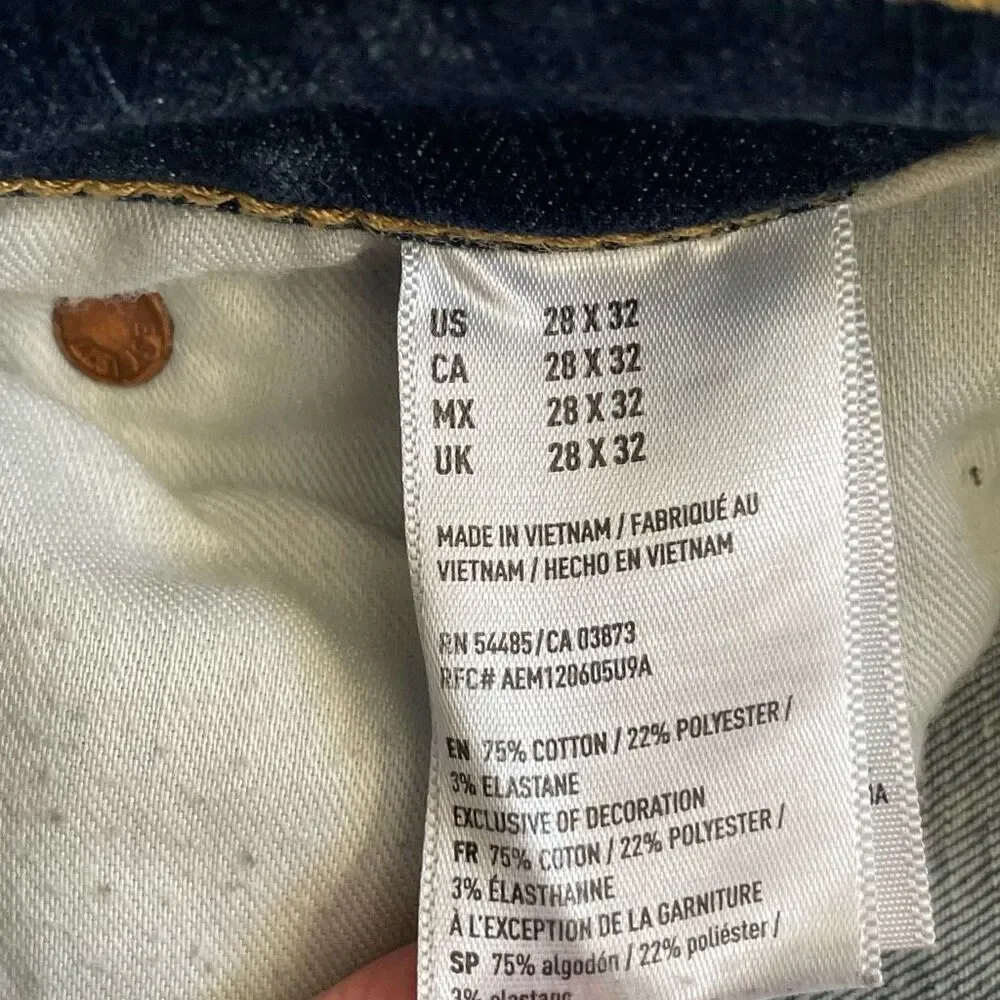AE American Eagle skinny blue jeans men’s size 28x32 holes ripped distressed